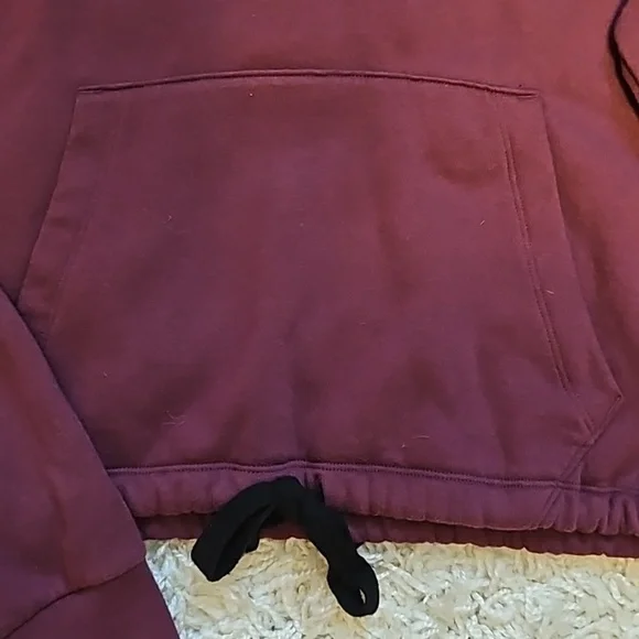 Victoria's Secret PINK Dark Maroon w/ Black Writing Cropped Hoodie. - Picture 4 of 6